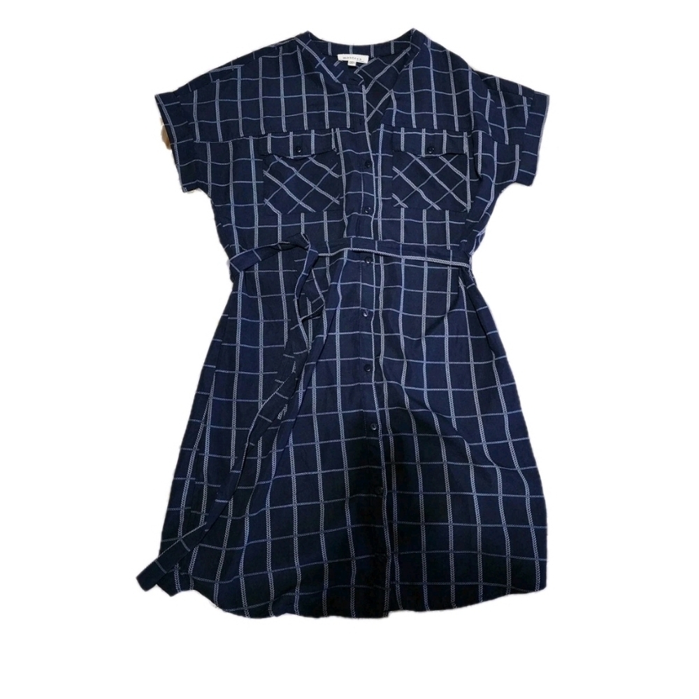 Monteau womens cable braided pattern navy blue dress size medium m